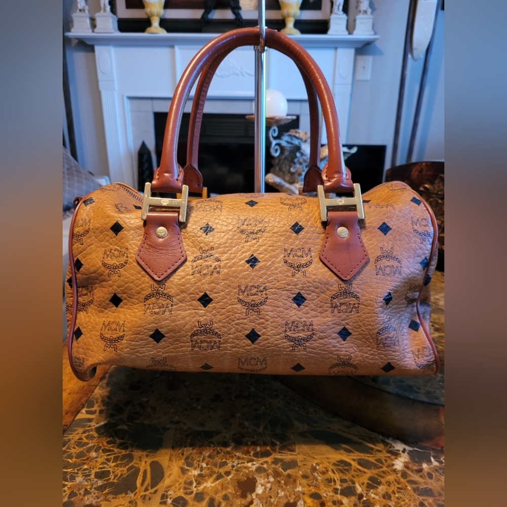MCM Cognac Visetos Satchel Bag - Picture 2 of 9